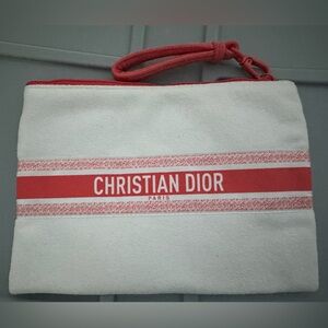 Dior Red and White Clutch Wristlet